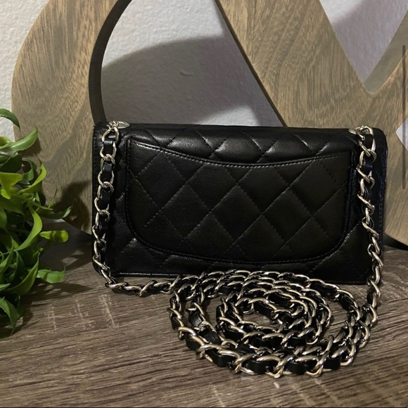 ⛓🖤 Chanel Quilted Wallet Matelasse Crossbody Black Shoulder Style Bag Chain - Picture 1 of 10